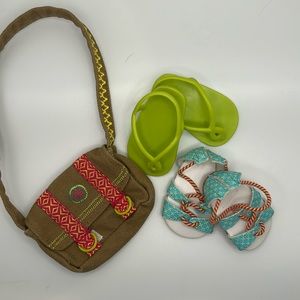 American Girl Leah Clark Messenger Bag and shoes